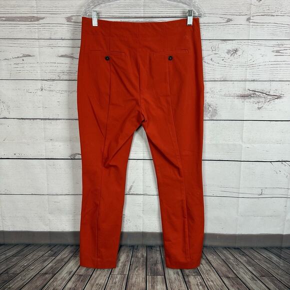 Anthropologie Pants Womens 10 Red Orange Essential Slim Button Pockets Career - Picture 5 of 16